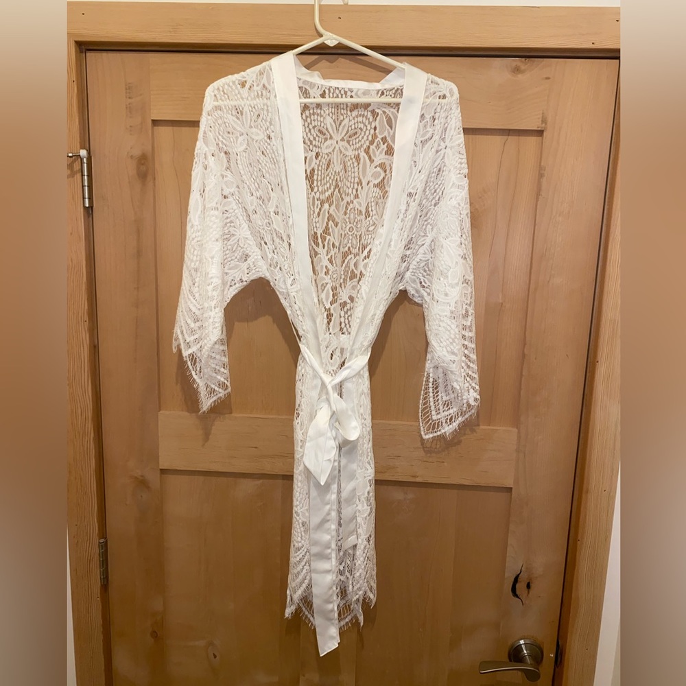 White Lace Bridal Robe - Boho - Wedding Night